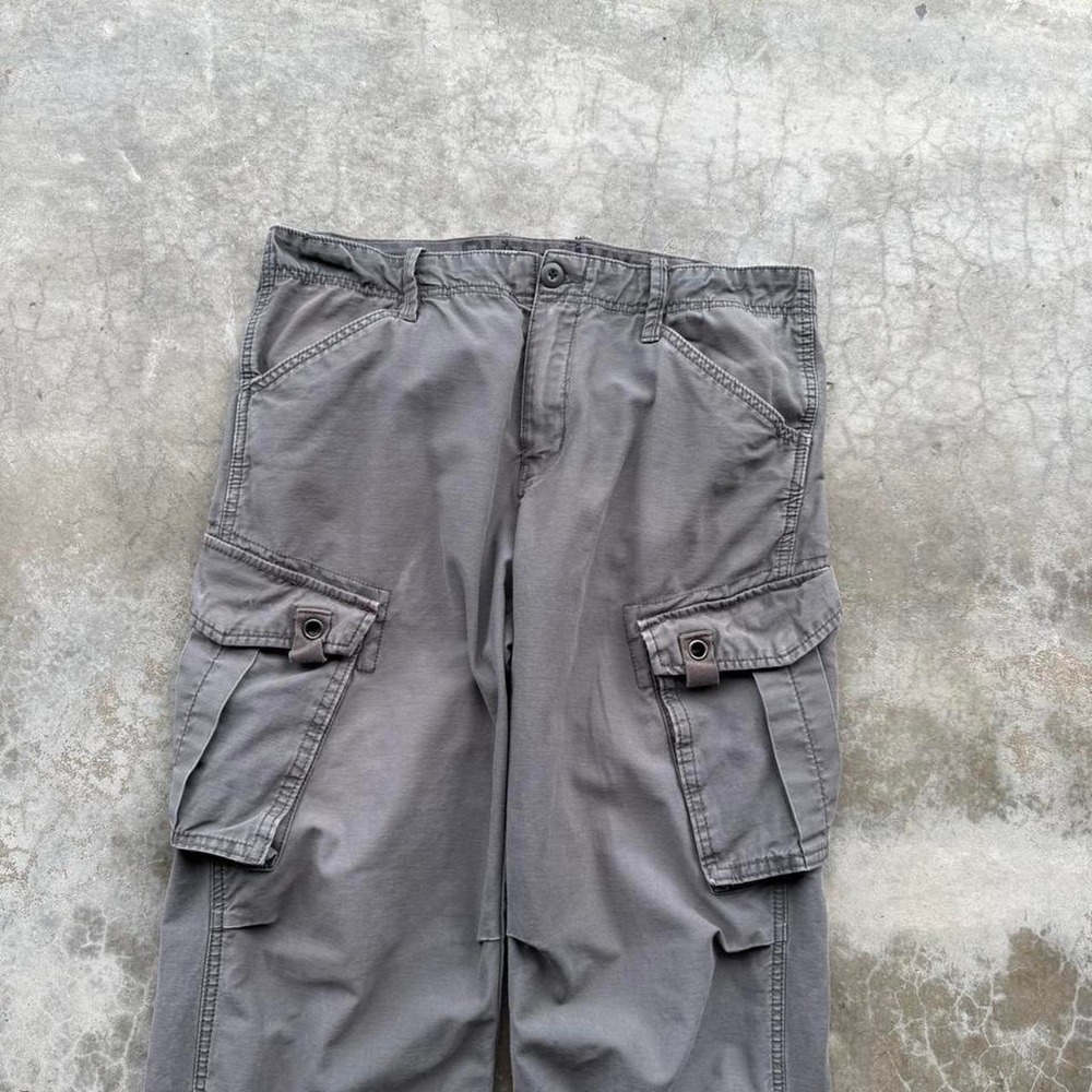 Vintage 90's old navy heavy cotton baggy wide leg slate grey cargo pants  36x31 - Picture 2 of 7